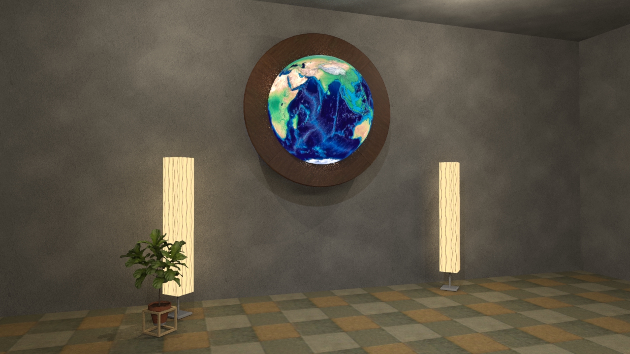 Elumenati GeoDome Compass wall-mounted hemisphere with OmniFocus projection and WorldViewer CMS